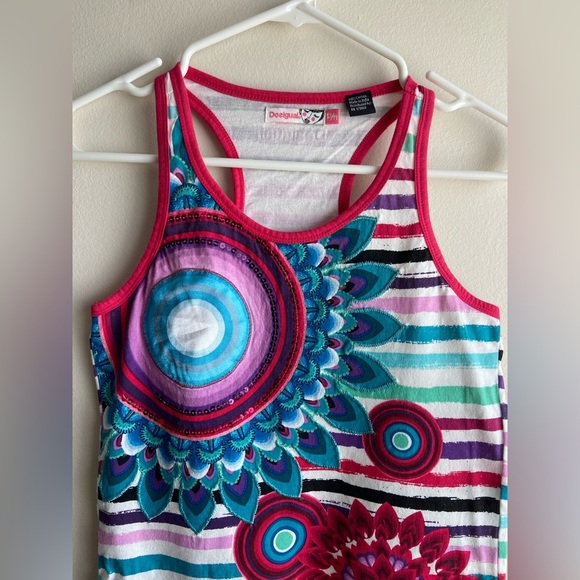 Desigual tank top size Small sequin decorated pink - Picture 1 of 6
